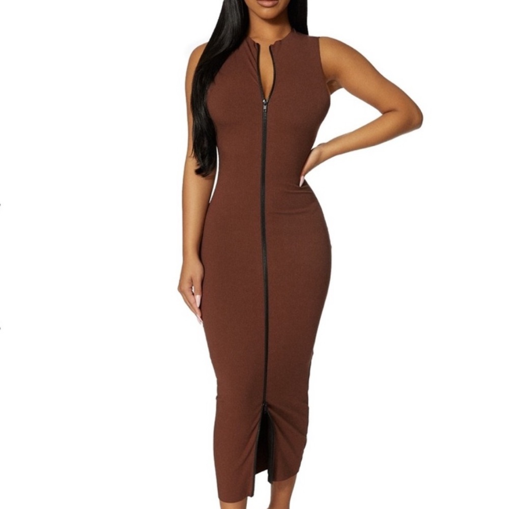 LAST CALL!!!!!  OBO Naked wardrobe black snatched zip up ribbed dress